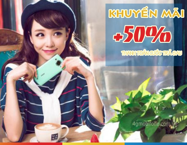 Mobifone khuyến mãi 50% thanh toán cước trả sau ngày 25/5/2018